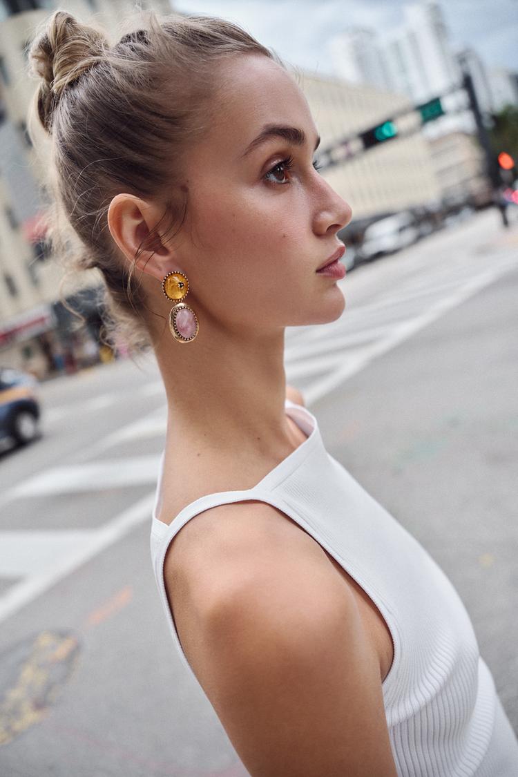 STONE SHAPE EARRINGS - Zara product image