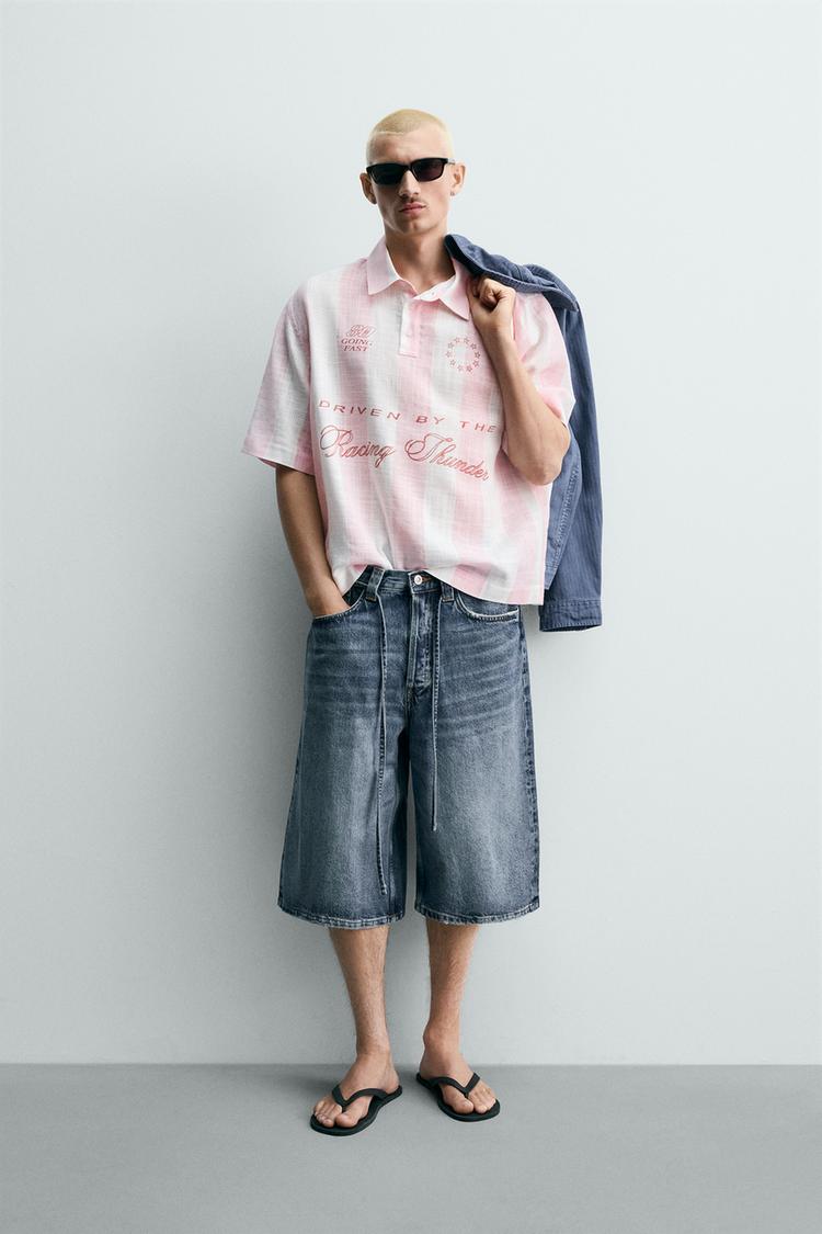 PRINTED GRAPHIC BOXY FIT POLO SHIRT - Zara product image