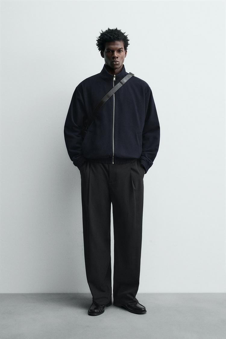 REVERSIBLE WOOL BLEND BOMBER JACKET