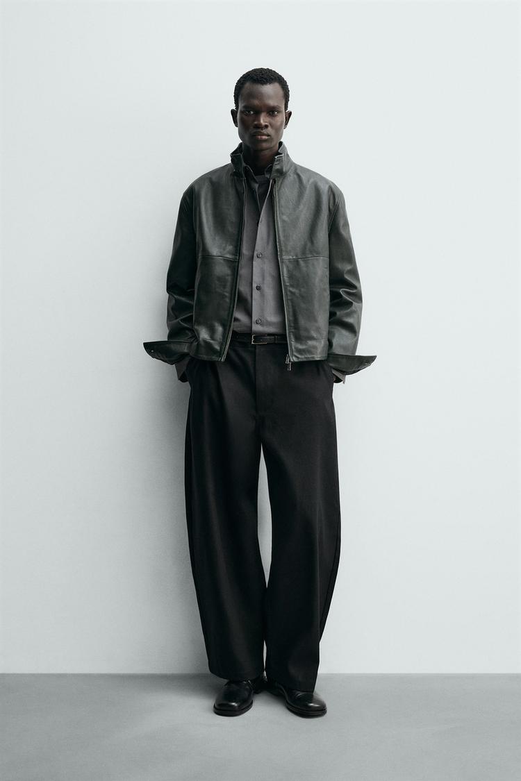 RELAXED FIT LEATHER JACKET - Zara product image