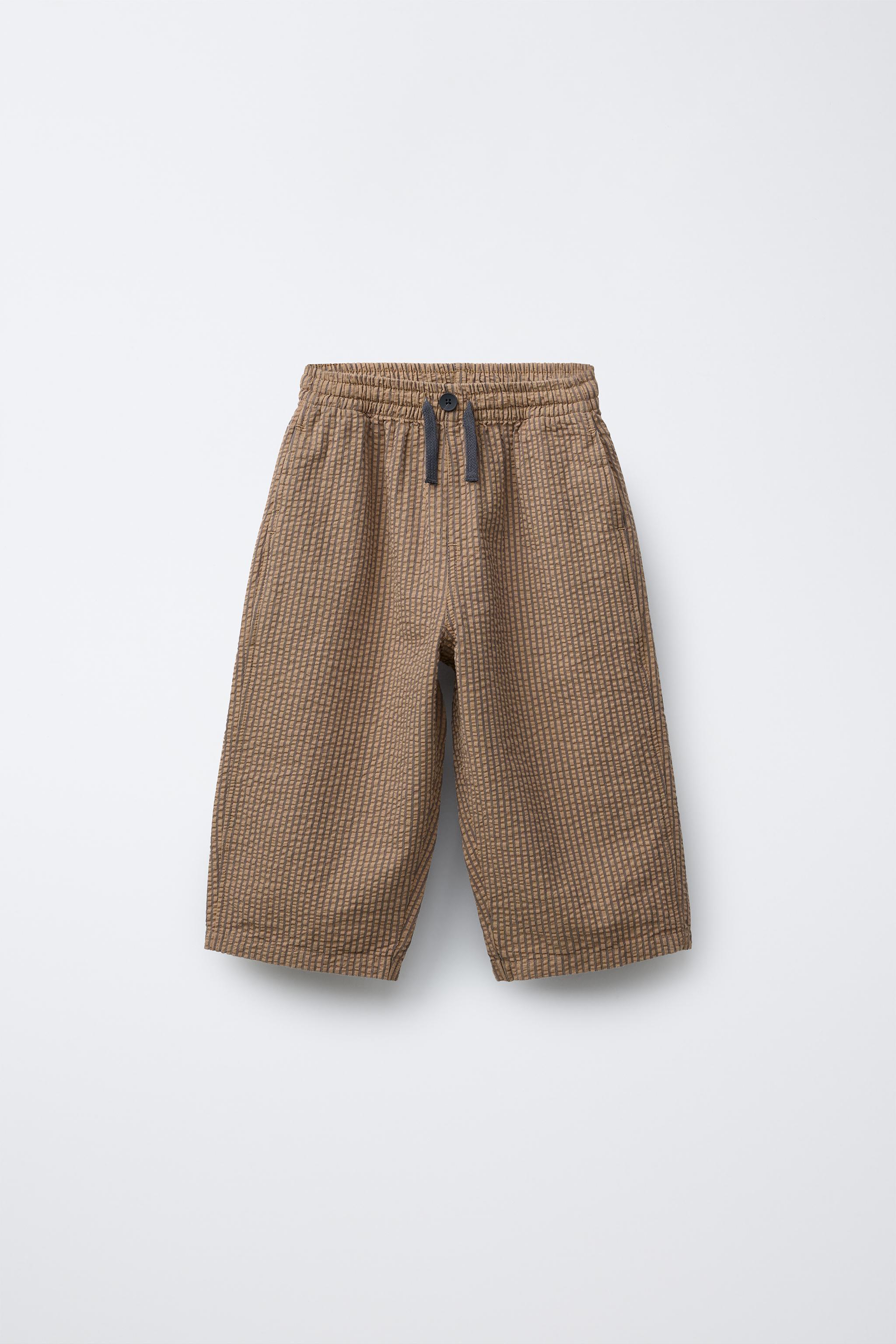 TEXTURED STRIPED BAGGY PANTS