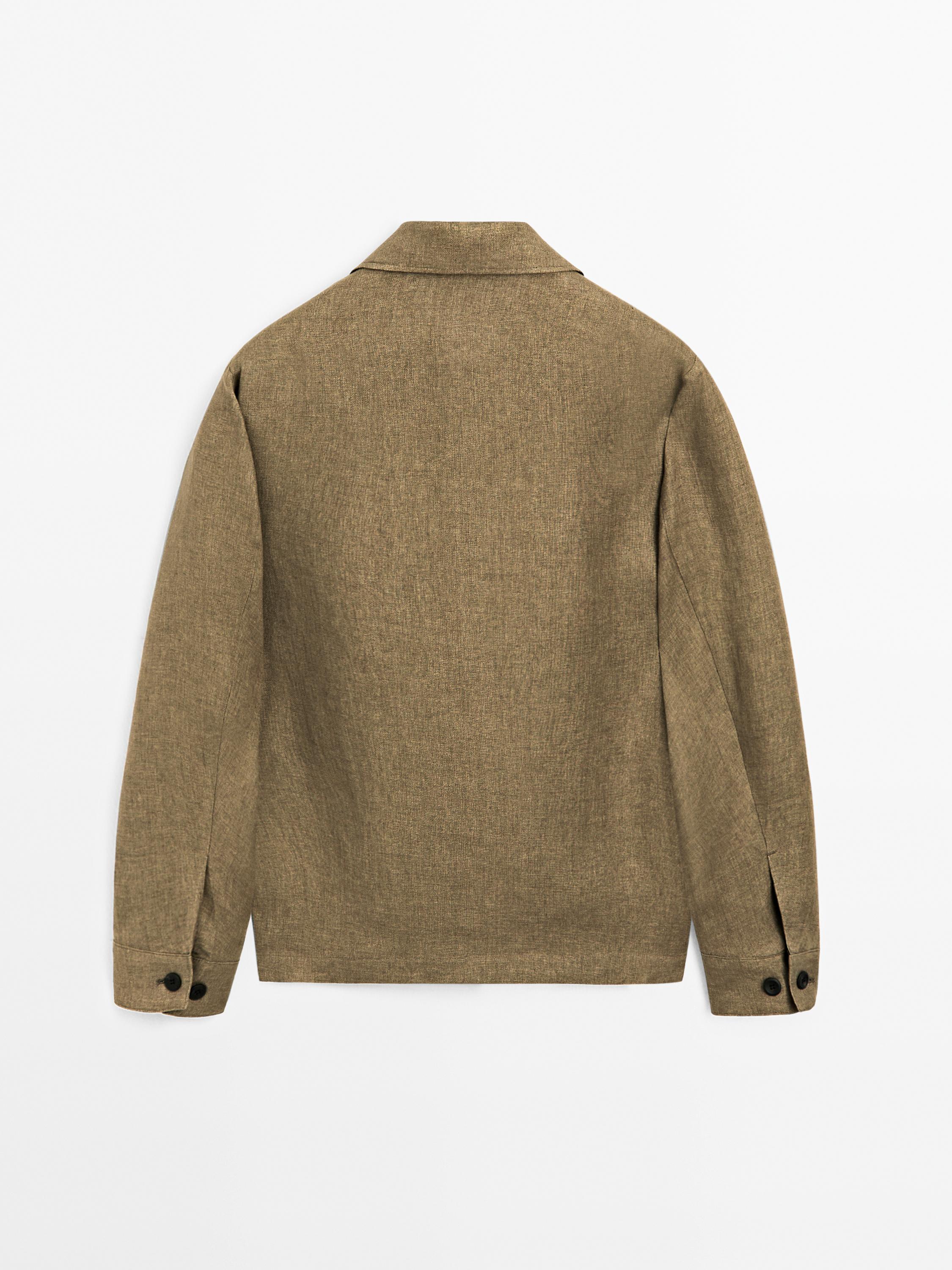100% linen overshirt with pockets