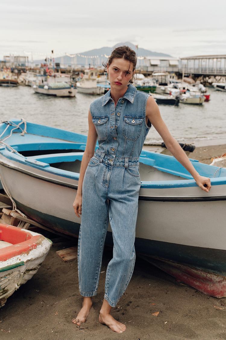 Z1975 BALLOON LEG DENIM JUMPSUIT - Zara product image