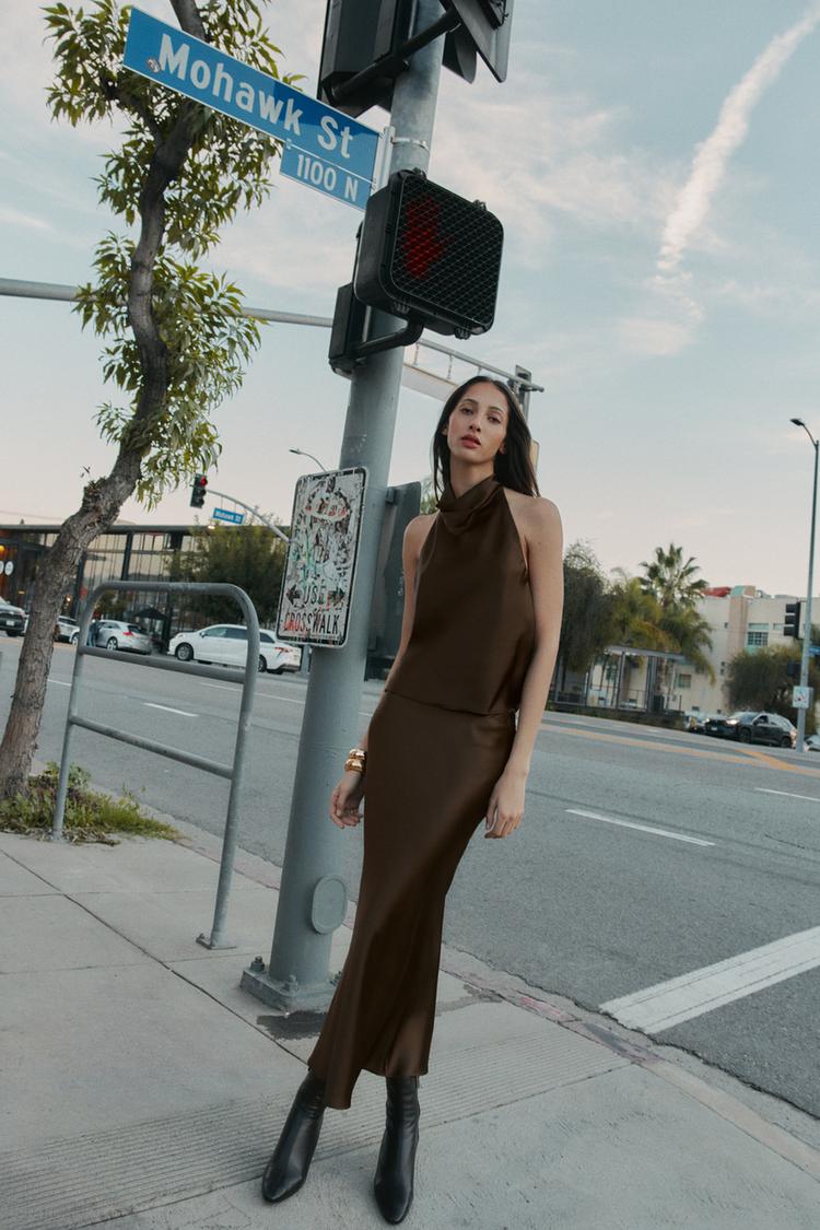 SATIN MIDI SKIRT - Zara product image