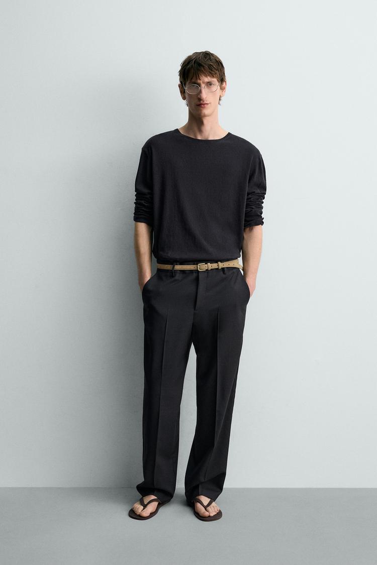 LIMITED EDITION 100% WOOL STRAIGHT FIT PANTS - Zara product image