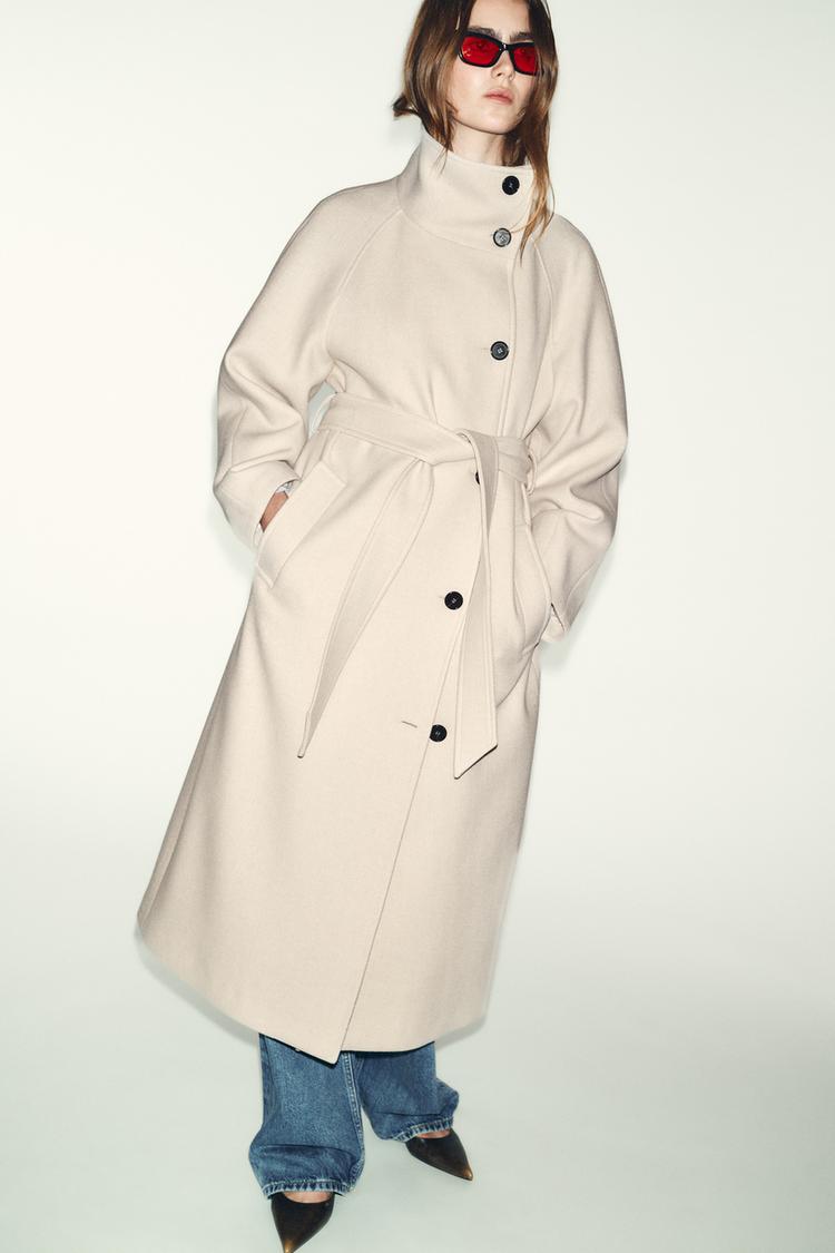 LONG WOOL COAT WITH HIGH NECK - Zara product image