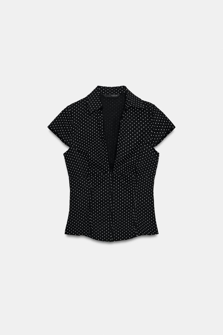 POLKA DOT CORSET POPLIN TOP - Zara product image