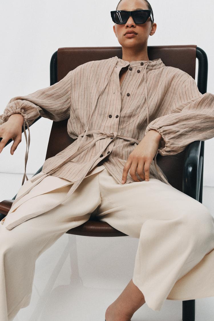 ZW COLLECTION STRIPED LINEN SHIRT - Zara product image