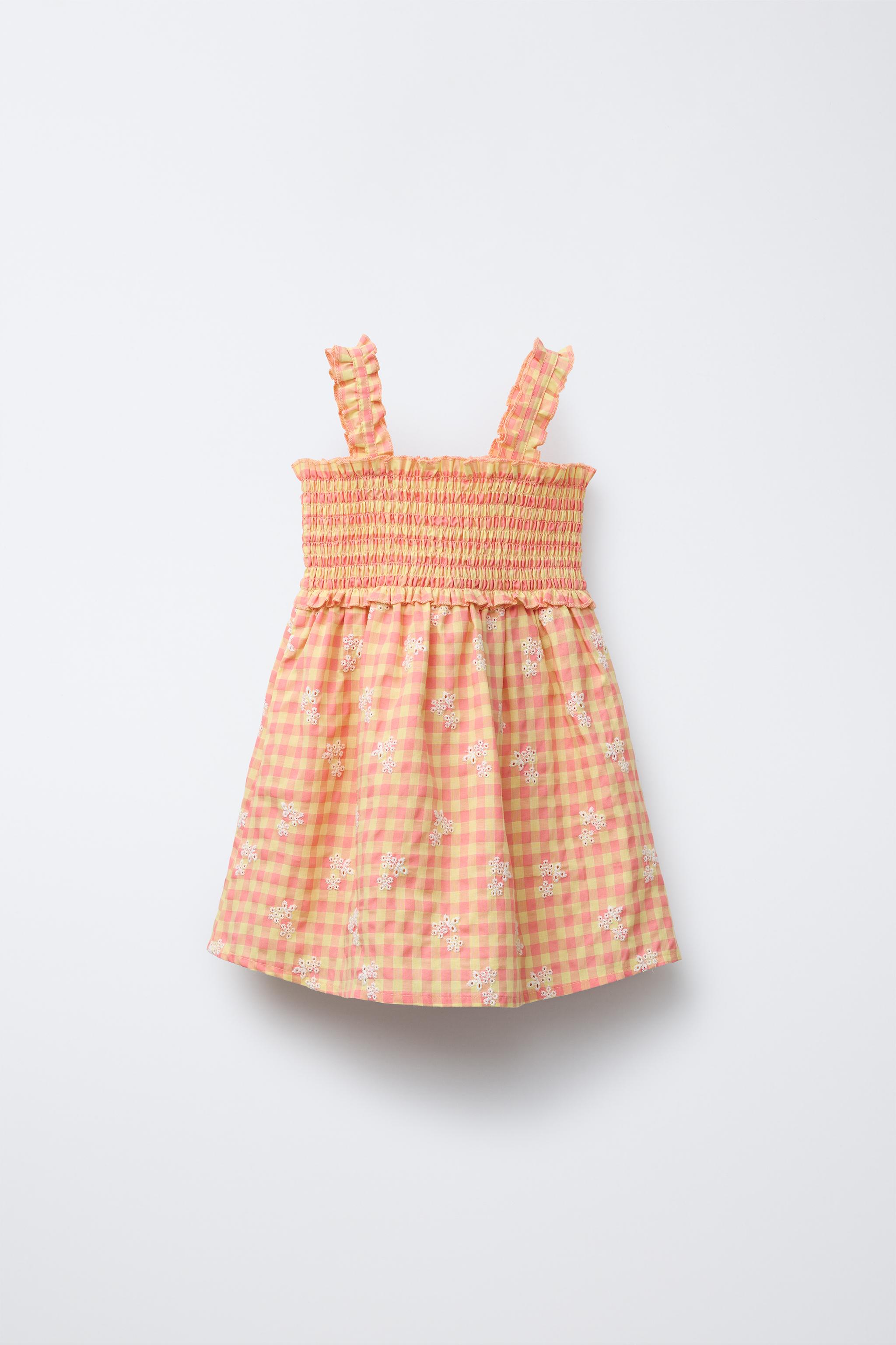 ROBE À CARREAUX VICHY ET FLEURS