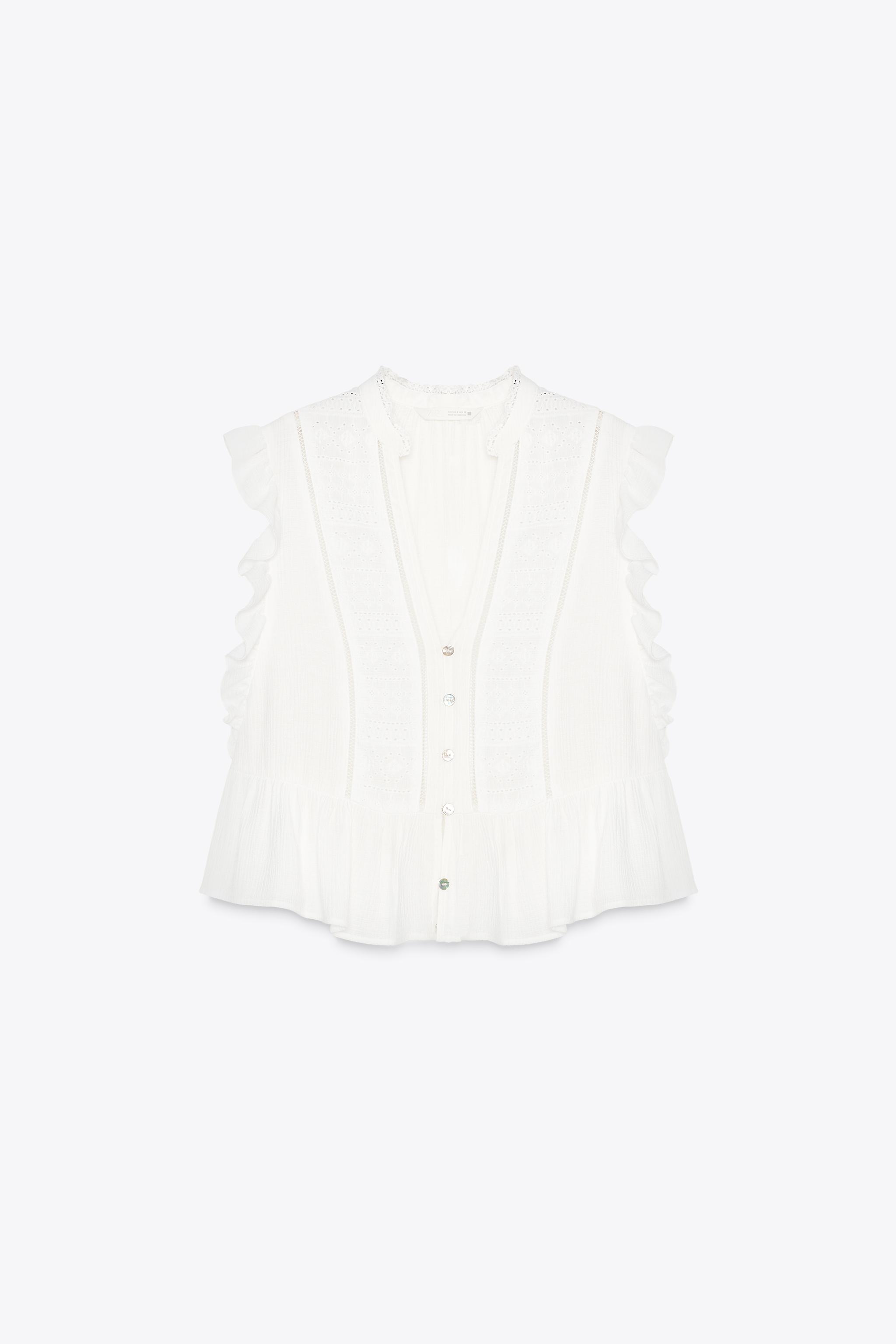 EMBROIDERED RUFFLED TOP