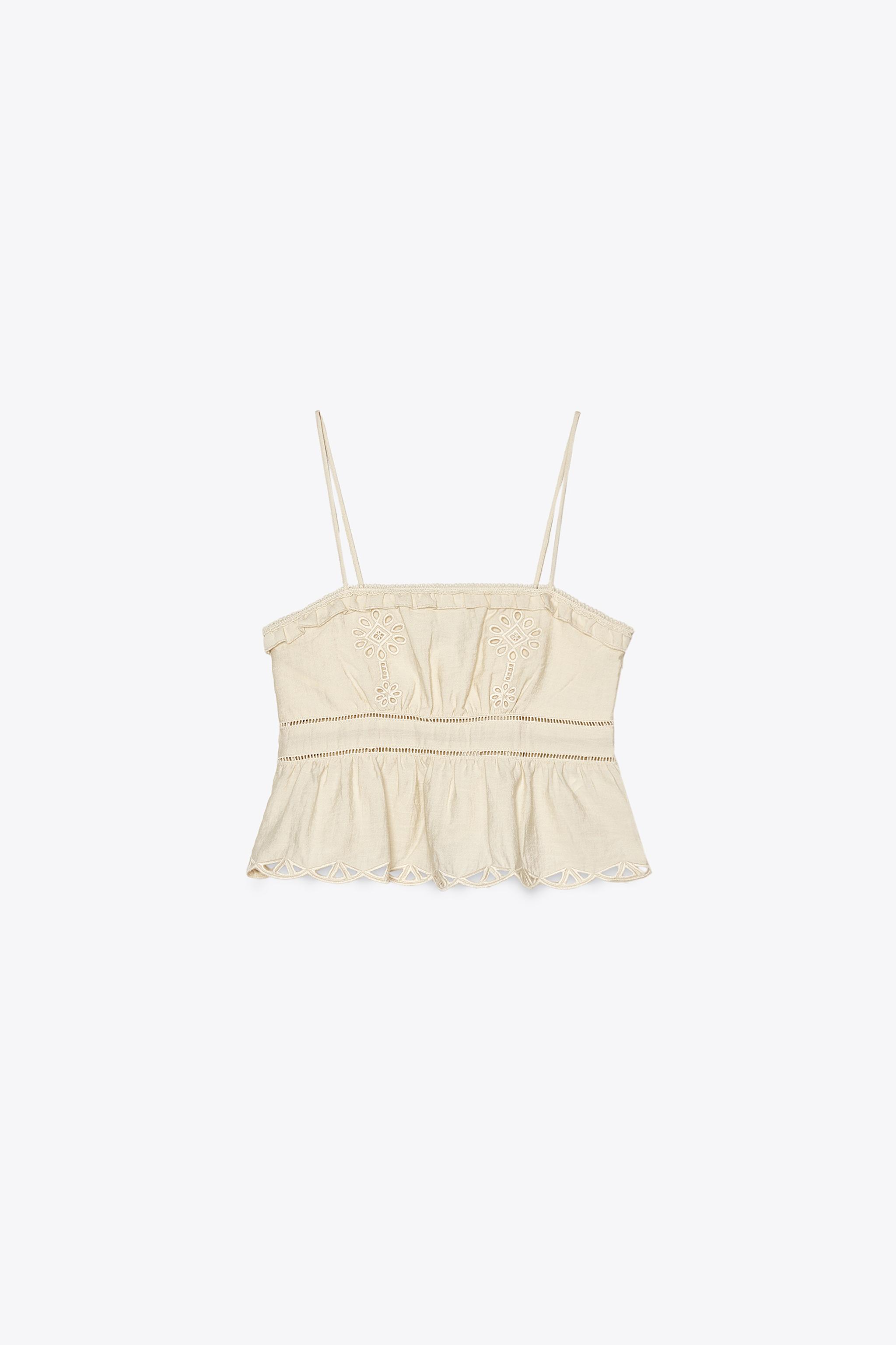 EMBROIDERED EYELET CROP TOP
