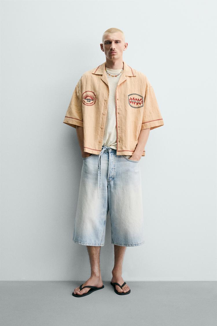 EMBROIDERED JACQUARD BOXY FIT SHIRT - Zara product image