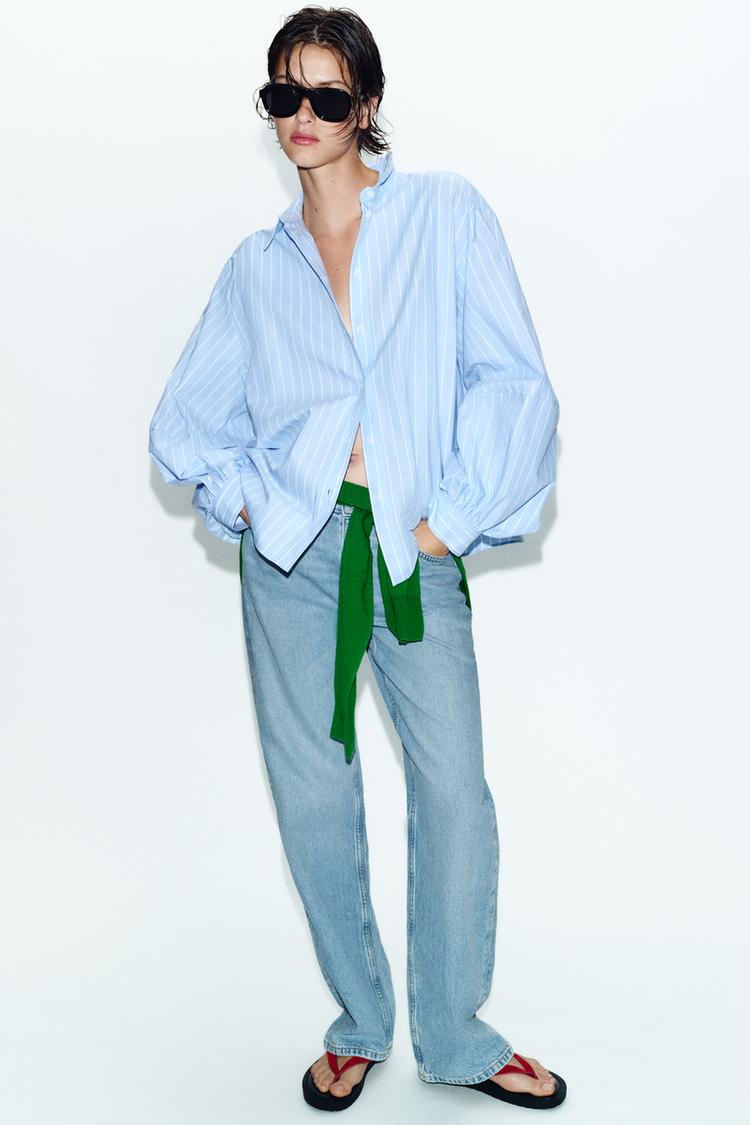 STRIPED PUFF SLEEVE SHIRT - Zara product image