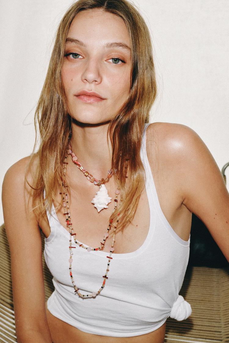 PACK OF 3 STONE SHELL NECKLACES - Zara product image