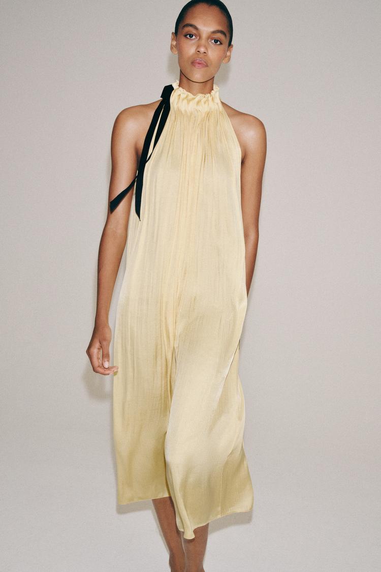 ZW COLLECTION SATIN EFFECT HALTER DRESS - Zara product image