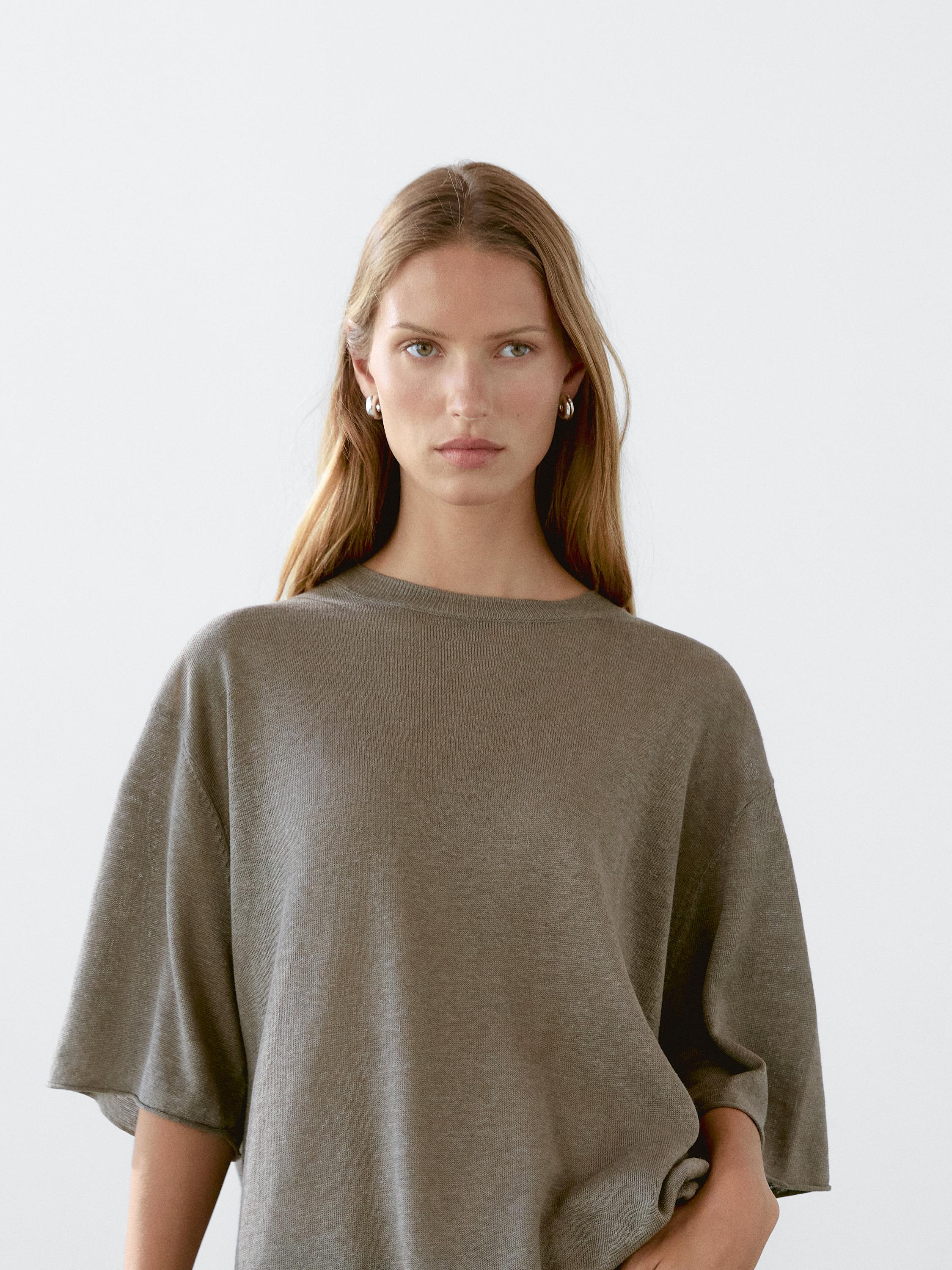 Pull manches courtes oversize lin