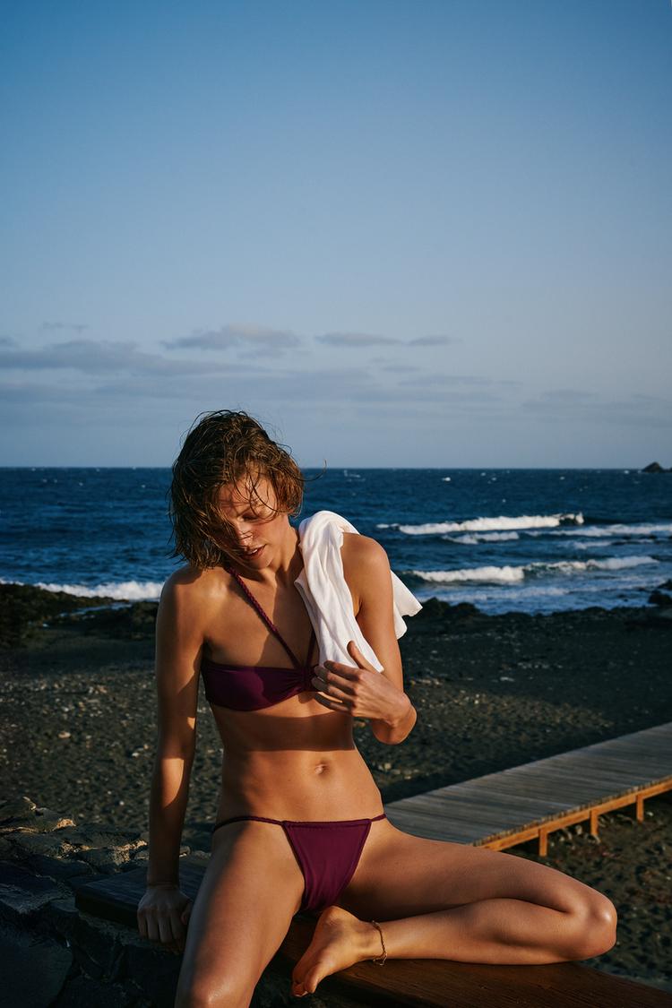 BRAIDED TIE-SIDE BIKINI BOTTOMS - Zara product image