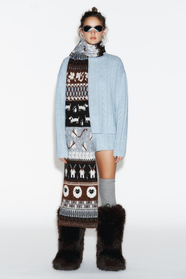 PRINTED KNIT SCARF - Zara product image