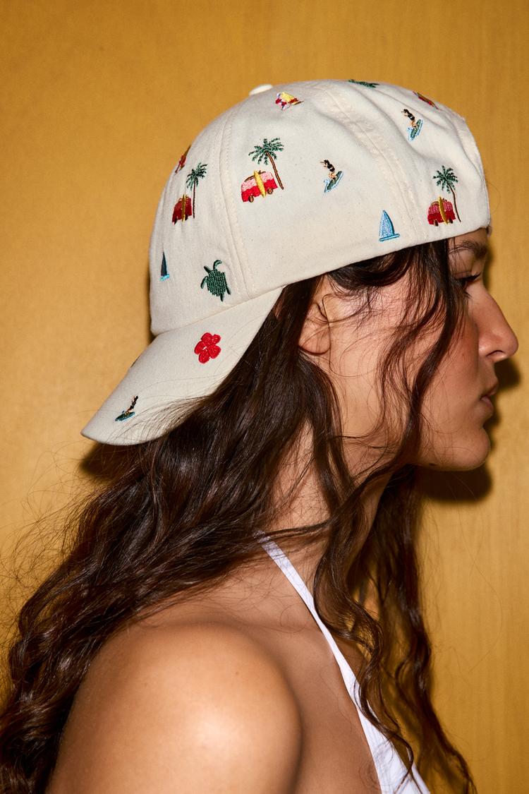 100% COTTON EMBROIDERED SUMMER CAP - Zara product image