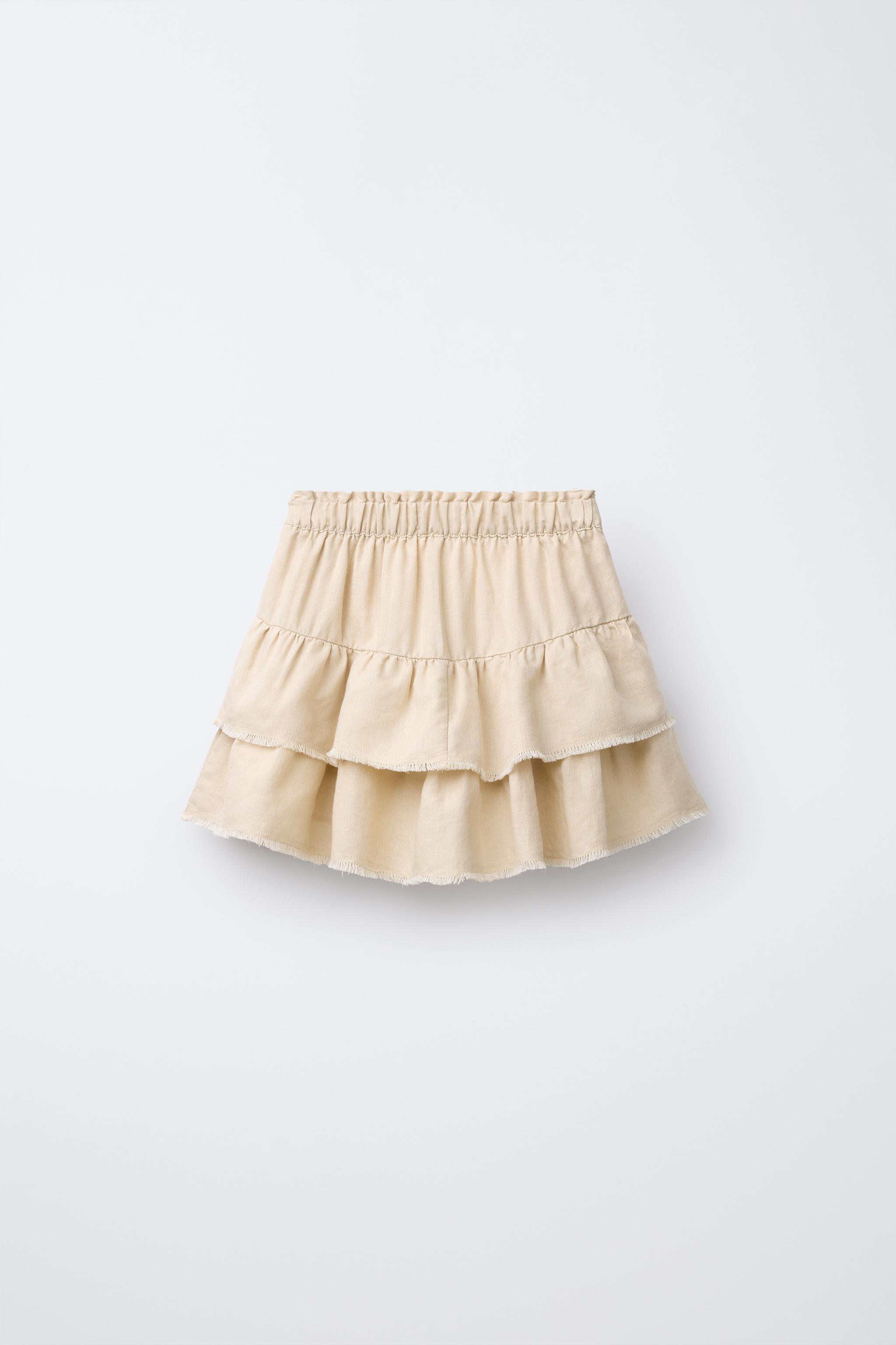 JUPE-SHORT À VOLANTS EN LIN