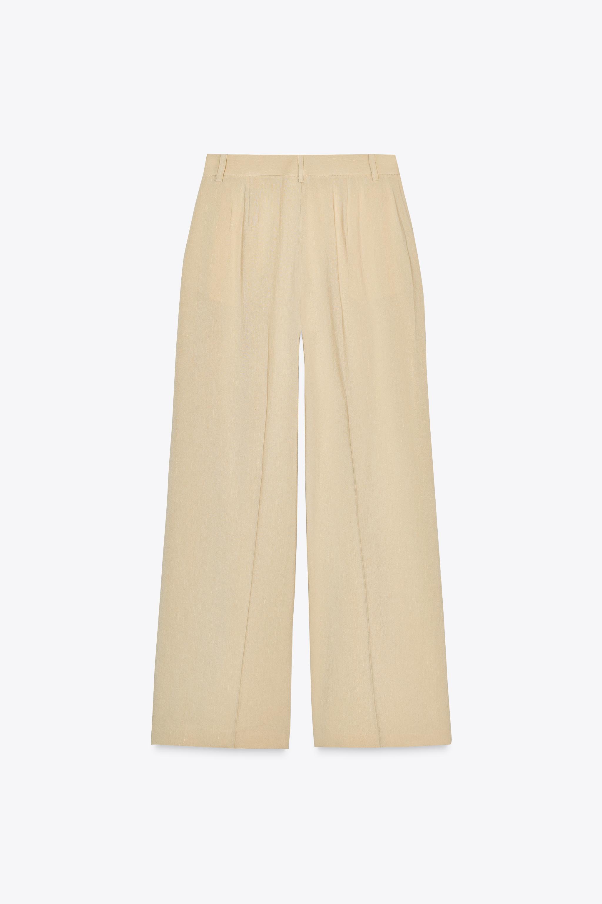 WIDE LEG LINEN PANTS WITH DARTS