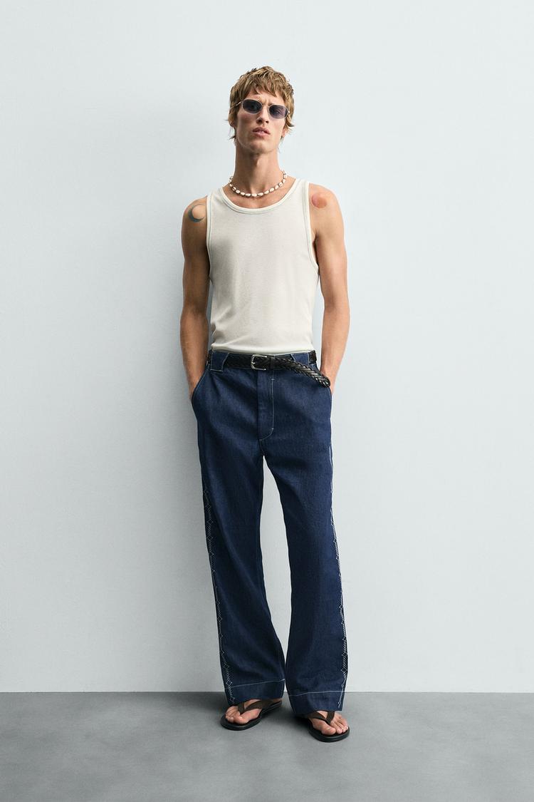 EMBROIDERED BAND DETAIL JEANS - Zara product image