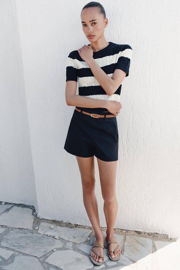 HIGH-WAISTED BELTED SHORTS - Zara product image