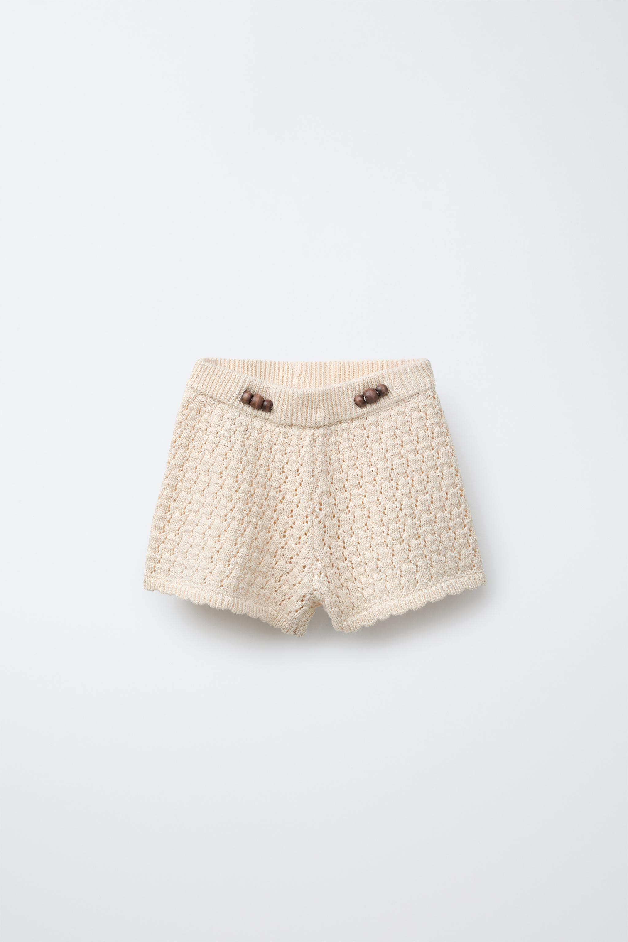 BEADED KNIT SHORTS