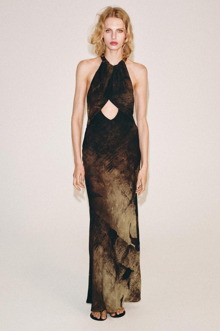 ZW COLLECTION PRINTED HALTER NECK DRESS - Zara product image