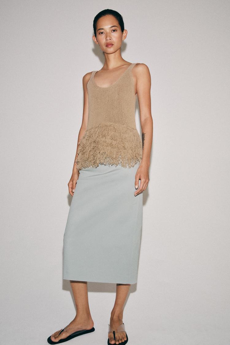 ZW COLLECTION VENTED MIDI SKIRT - Zara product image