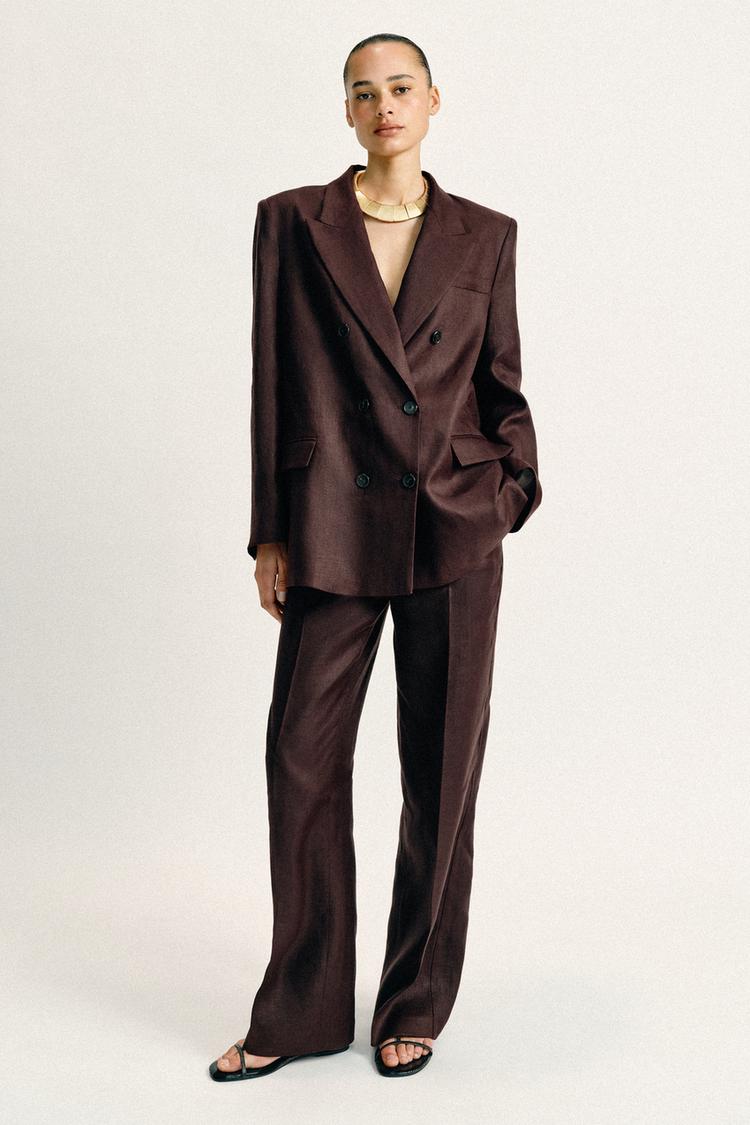100% LINEN STRAIGHT LEG PANTS - Zara product image