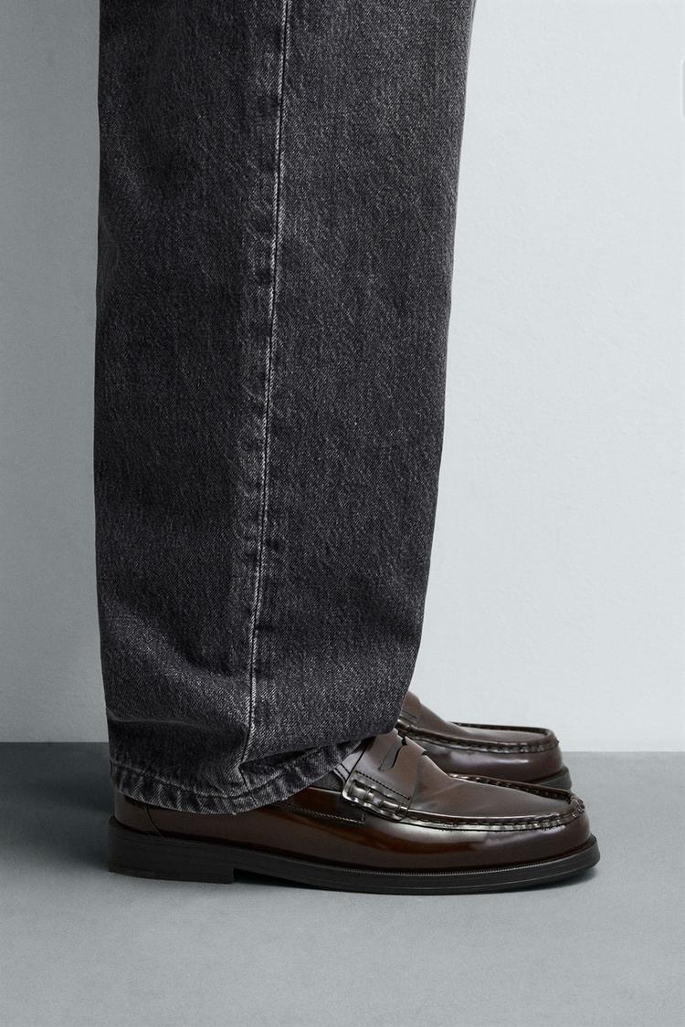 LEATHER PENNY LOAFERS - Zara product image