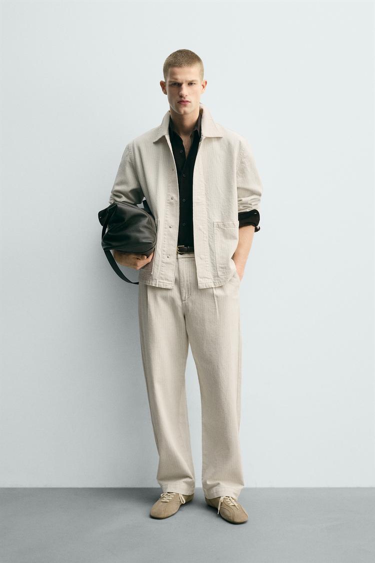 STRIPED TEXTURED OVERSHIRT - Zara product image