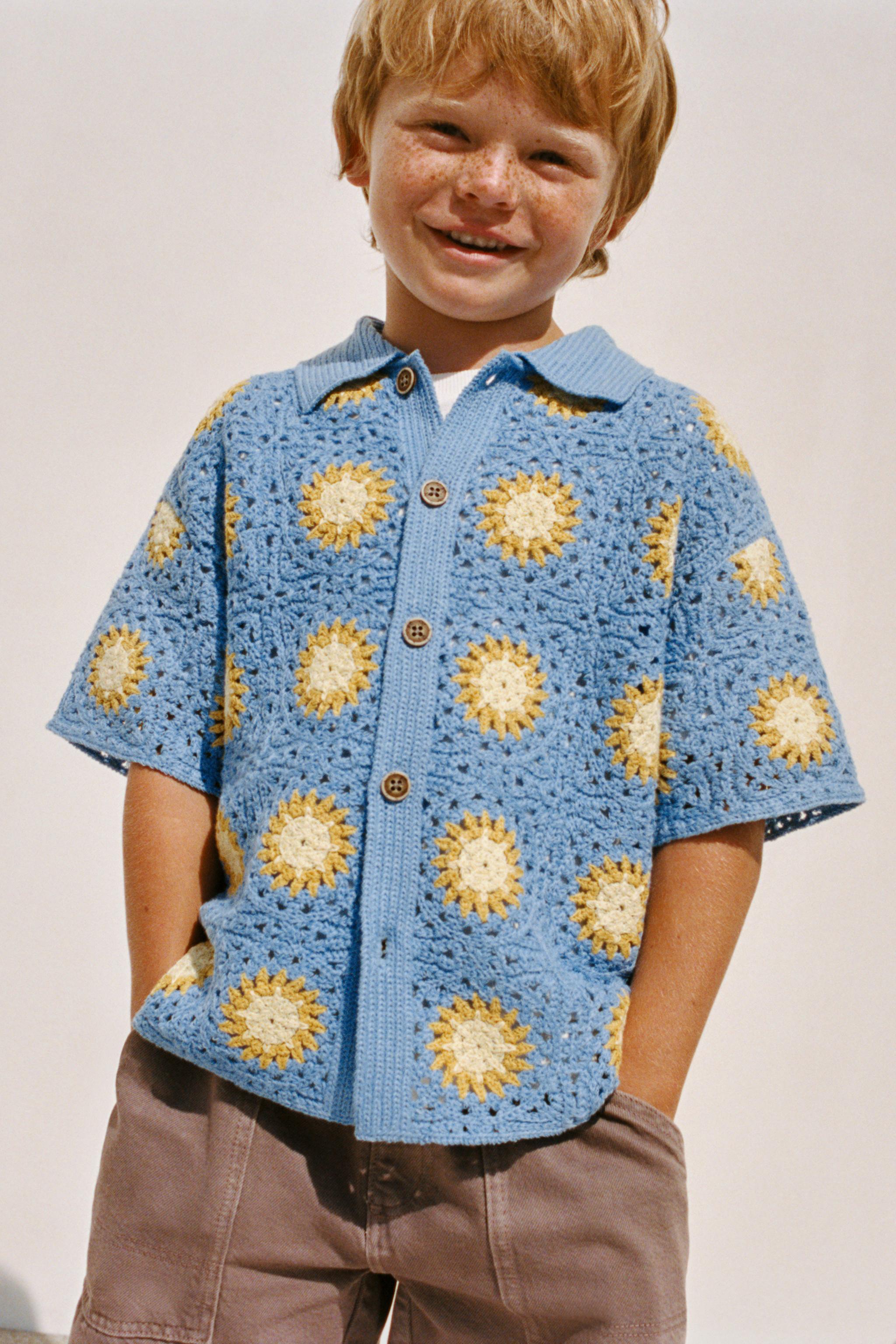 CHEMISE EN MAILLE CROCHET SOLEILS