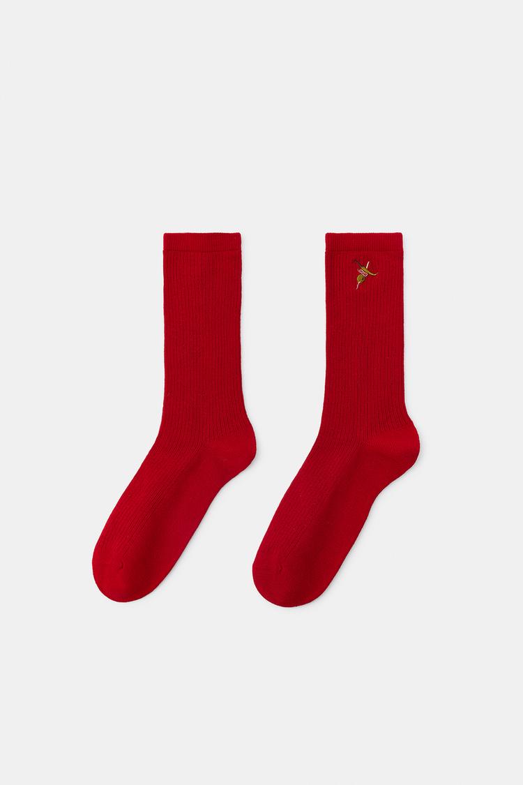 GILDA EMBROIDERED MICRO RIB SOCKS - Zara product image