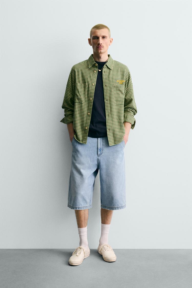 EMBROIDERED PLAID FLANNEL SHIRT - Zara product image