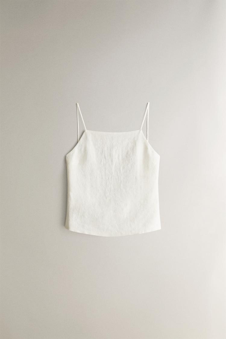 LINEN STRAPPY TOP - Zara product image