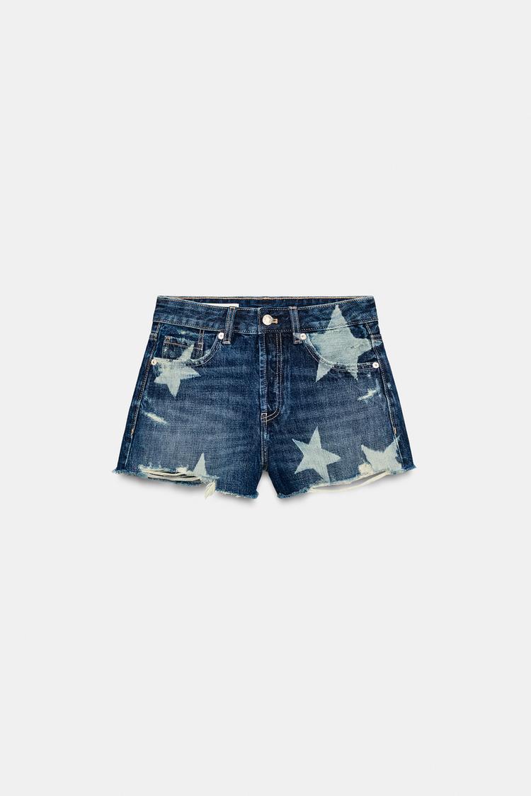 TRF MID-RISE STAR DENIM SHORTS - Zara product image