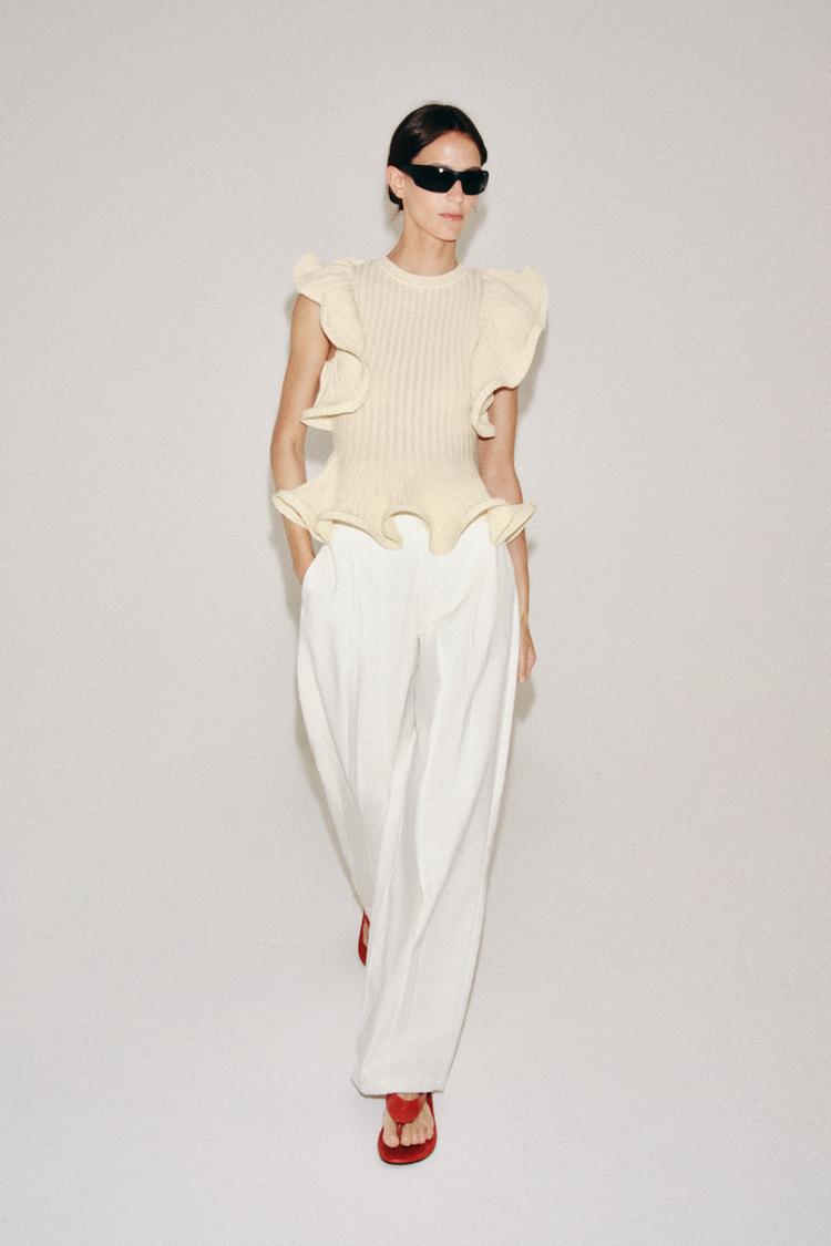 WAVY TRIM KNIT TOP - Zara product image