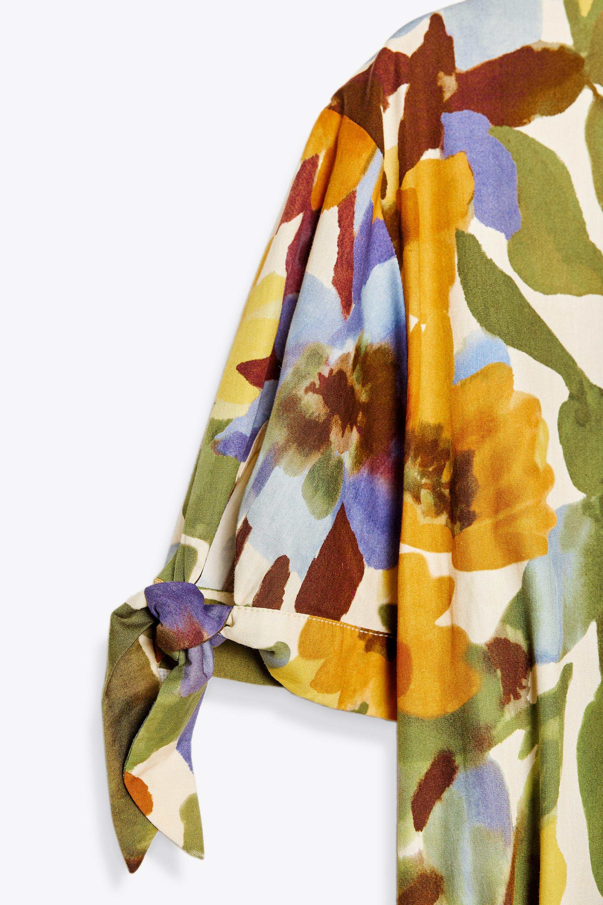 PRINTED POPLIN MIDI DRESS