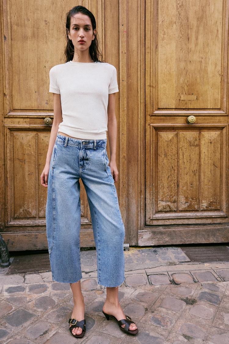 Z1975 HIGH WAISTED BARREL CROP SEAM JEANS - Zara product image