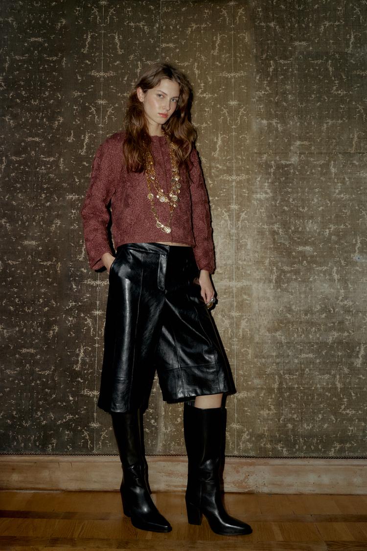 FAUX LEATHER LONG SHORTS