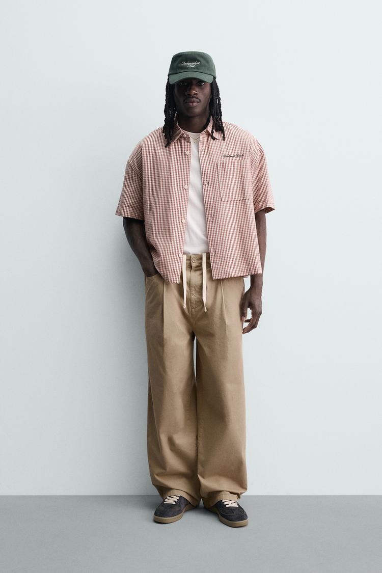 EMBROIDERED PLAID BOXY FIT SHIRT - Zara product image