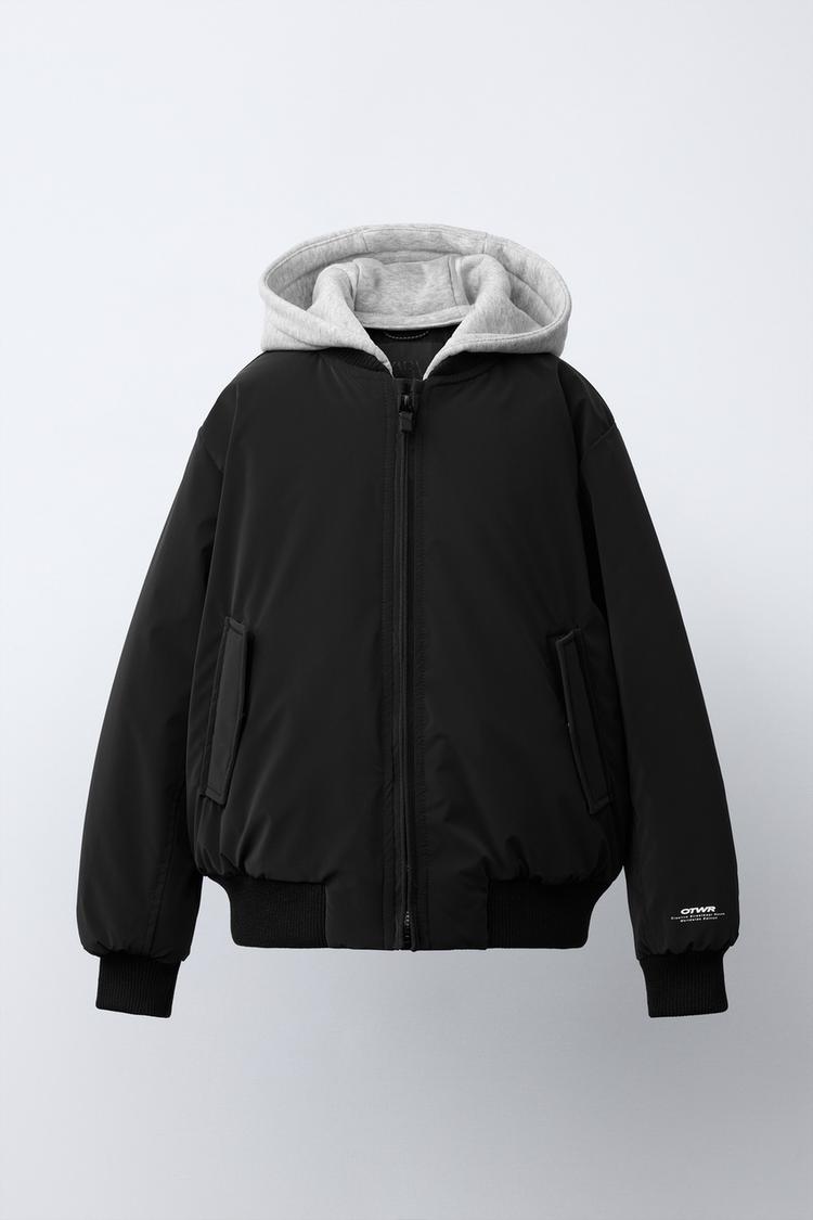 RUBBERIZED BOMBER JACKET WITH REMOVABLE FLEECE HOODIE - Zara product image