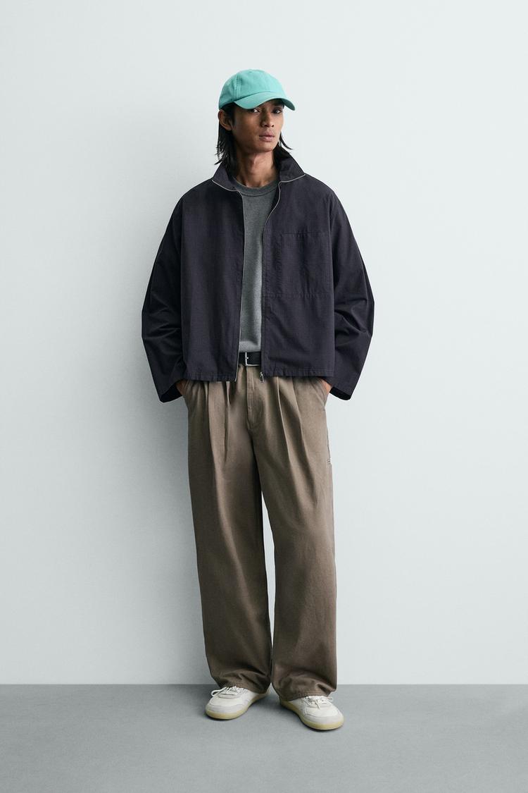 RELAXED FIT PLAID ZIP SHIRT - Zara product image