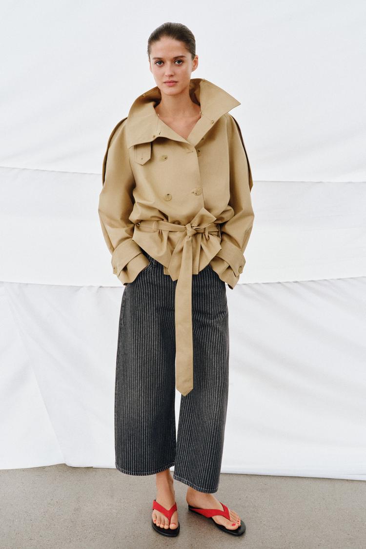 ZW COLLECTION MID-RISE STRIPED CULOTTE JEANS - Zara product image
