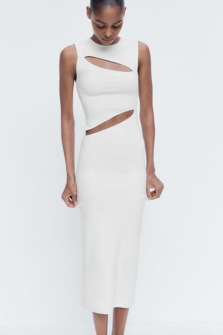 CUT OUT STRETCH MIDI DRESS