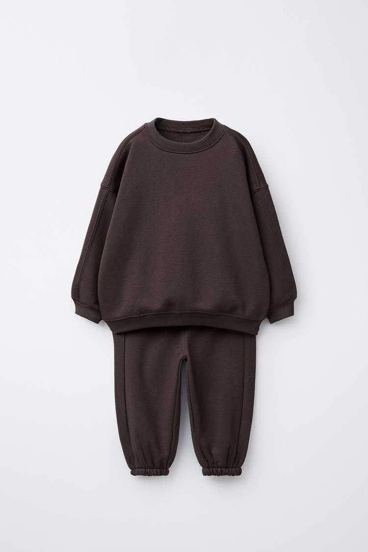 JOGGING SWEATSHIRT AND BASIC JOGGER PANTS SET WITH LABEL - Zara product image