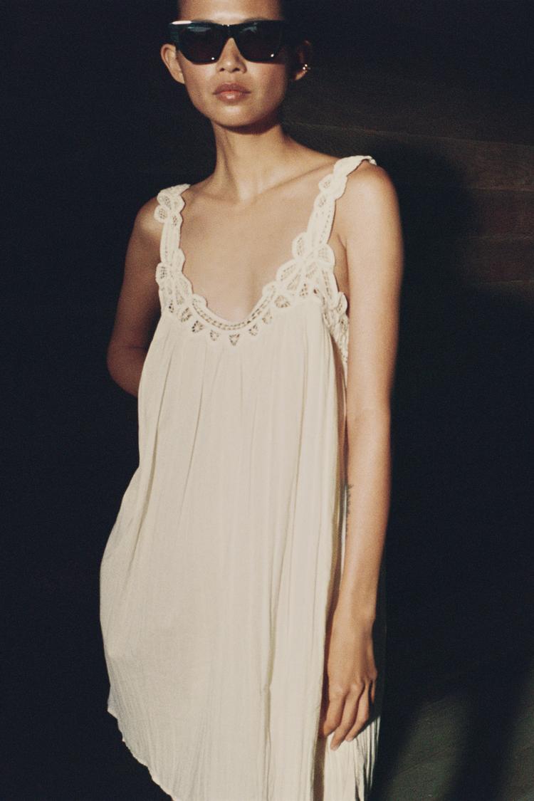 ZW COLLECTION EMBROIDERED STRAP DRESS - Zara product image