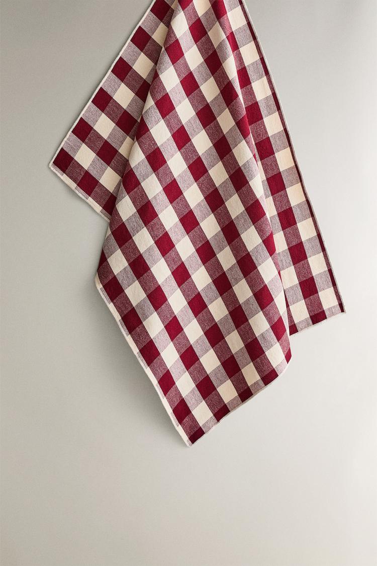 SET OF LARGE CHECK COTTON KITCHEN TOWELS (SET OF 2)